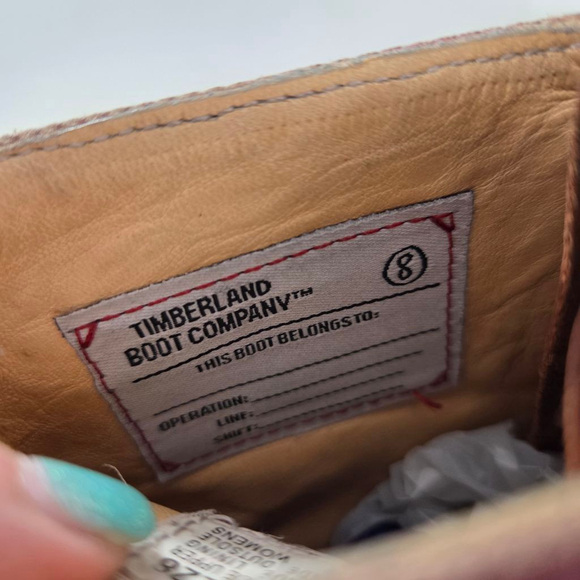 Timberland Boot Company retro red canvas lace-up combat boots patchwork womens 8 - Picture 9 of 10